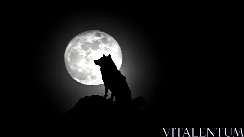 Wolf silhouette aligns against high-contrast full lunar disc