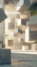 Modular Concrete Architectural Void Study with Geometric Recession