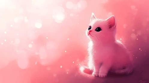 Luminous Kitten Dreams in Candy-Hued Mist.
