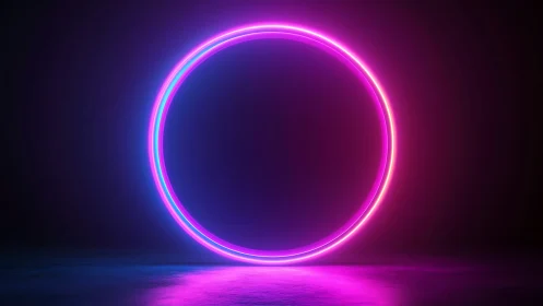Neon ring structure with dual gradient glow in darkness.