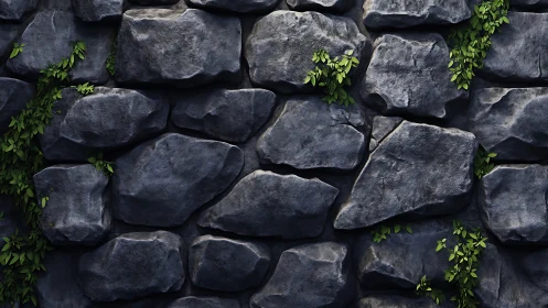 Procedurally lit stone wall with tessellated rocks and climbing ivy