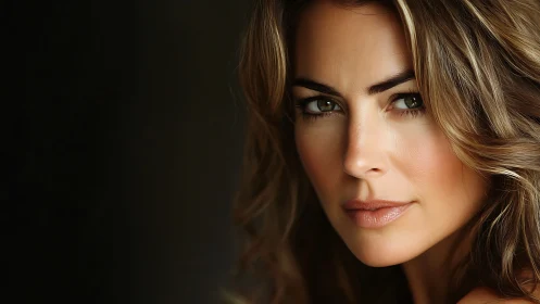 Portrait shows close cropped view of woman’s face in profile