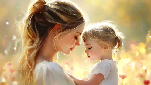 Mother and Daughter in Golden Light.