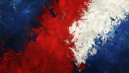 Abstract Tricolor Brush Strokes in Red, White, and Blue Style.