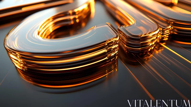 Futuristic glowing glass letters in abstract digital style.