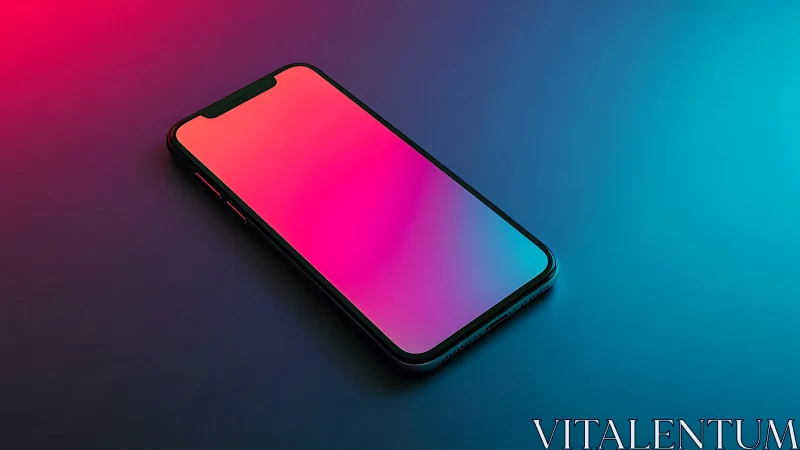 Smartphone displaying gradient interface against colorful backdrop