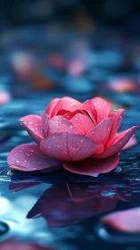 Rain-kissed lotus bloom floats like a soft neon lantern