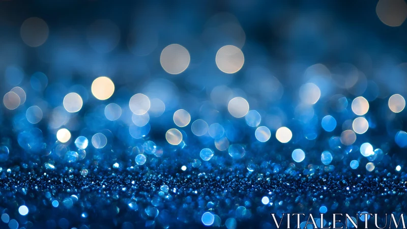 Shimmering Blue Glitter and Bokeh Lights in Abstract Style.