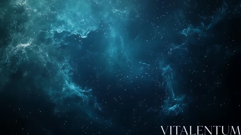 Spectral turquoise nebular filaments in deep interstellar void.