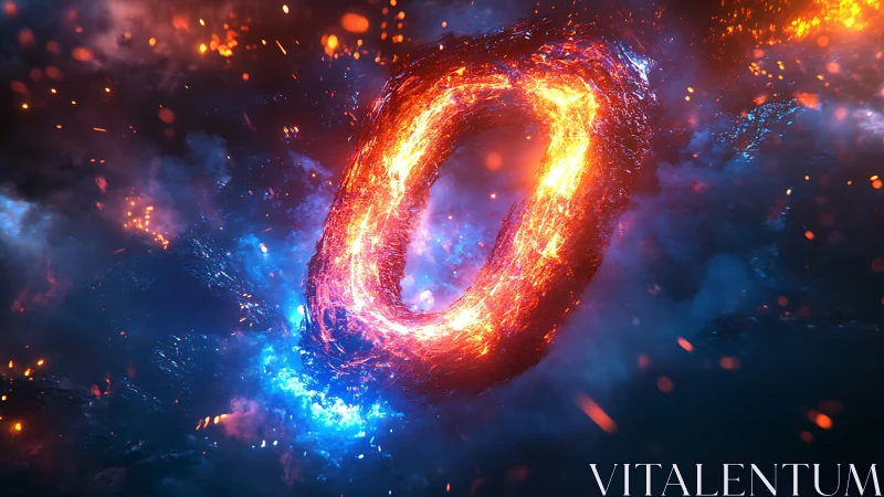 3D energy vortex ring with molten plasma core in nebula field.