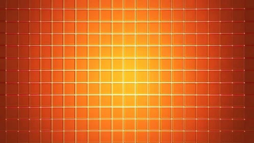 Radial-lit orange grid with symmetric square tile array structure