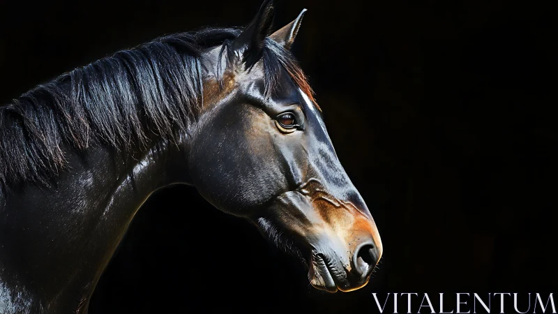 Quiet strength in the spotlight of a dark stable portrait.