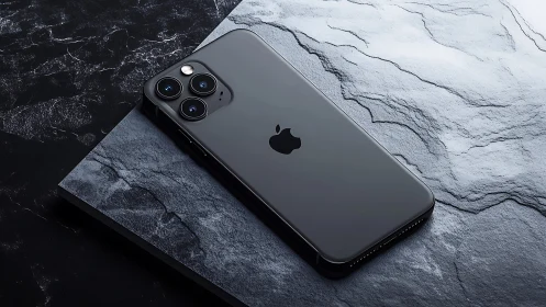 Obsidian Glass Meets Stone: iPhone Pro Staged in Dramatic Contrast