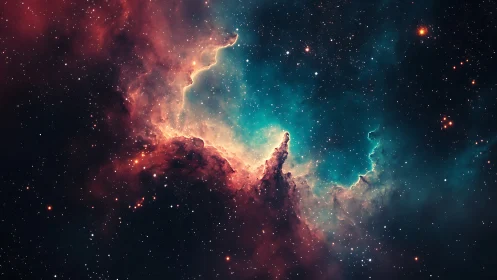 Color-rich galactic nebula with star-filled cosmic void.