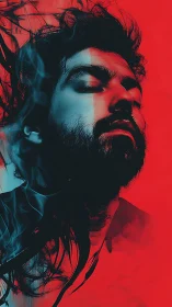 Split-tone digital portrait isolates introspective male profile