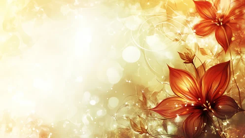 Luminescent Floral Composition with Chromatic Gradient Botanical Elements.