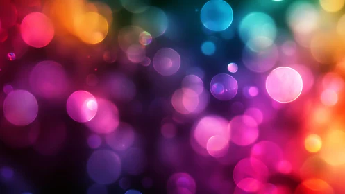 Colorful bokeh orbits drift like soft planets in neon dusk