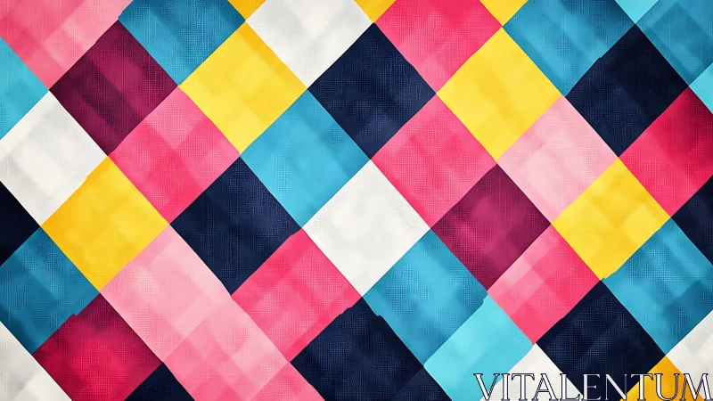 Colorful patchwork diamonds in a playful geometric quilt.