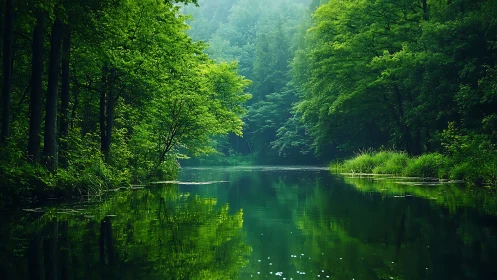 Emerald River Valley Wrapped in Lush Forest