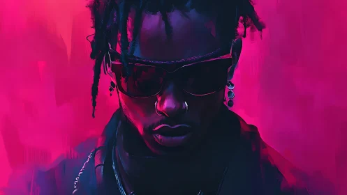 Neon dusk crowns a moody silhouette in electric magenta haze