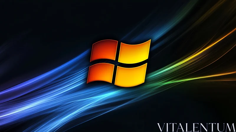 Glowing quad emblem over flowing neon light ribbons.