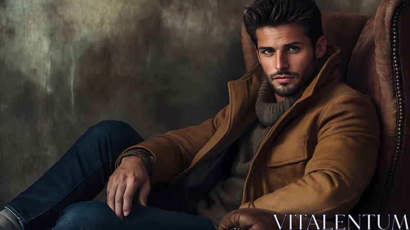 Cozy autumn calm with a thoughtfully stylish young man.