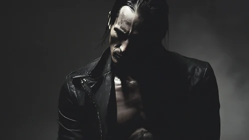 High-contrast low-key portrait isolates muscular male figure