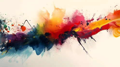 Vibrant Abstract Paint Splash on White Background, Modern Art Style.