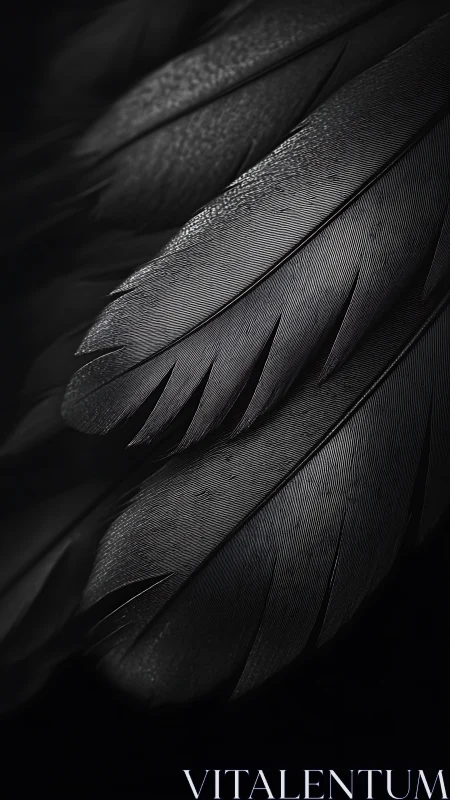 Soft black feathers glow gently in quiet, moody light