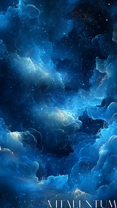 Nebula tide drifts through midnight blue cosmic caverns.