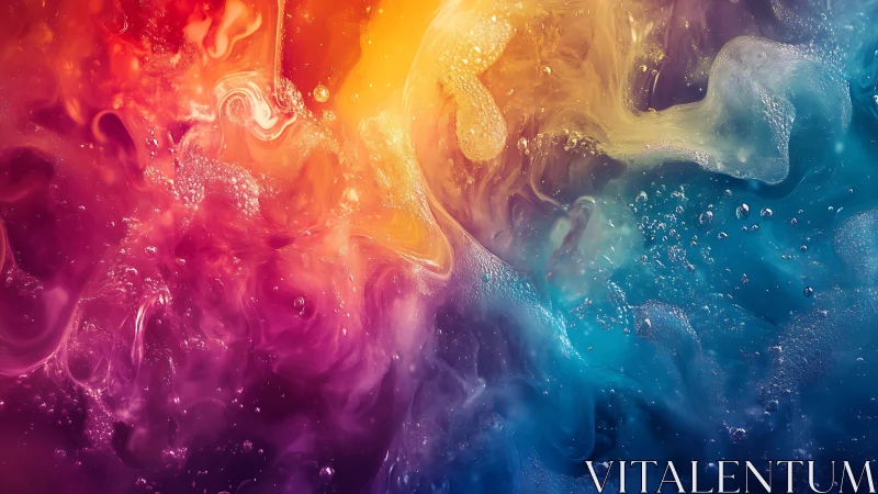 Multicolored fluid gradients with suspended droplets.