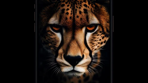 Cheetah's Hypnotic Gaze Through Darkness.