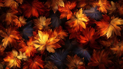 Digitally rendered autumn foliage forms a dense chromatic field