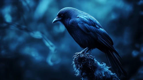 A Contemplative Blue-Toned Bird Finds Quiet Moments of Calm.