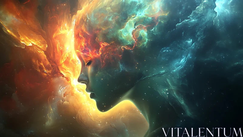 Cosmic profile emerging from fiery and cool nebulas.