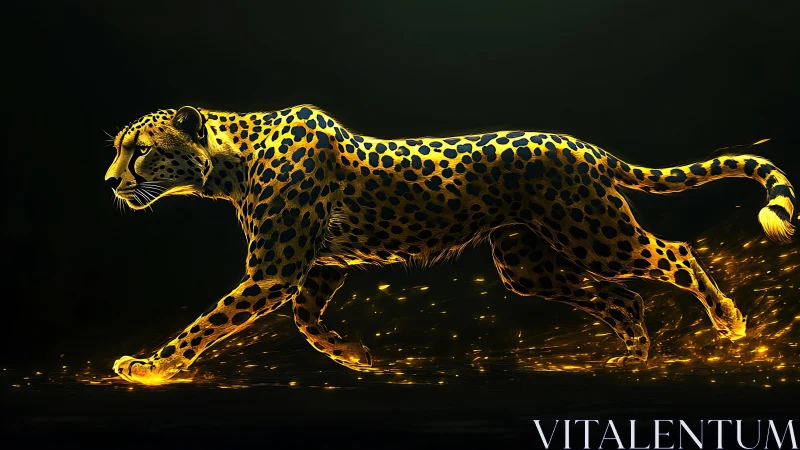 Bioluminescent Leopard: Kinetic Light Projection Study.