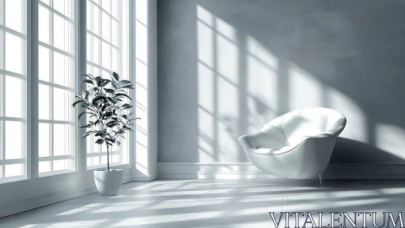 Sunlit modern lounge corner invites calm reflective pause