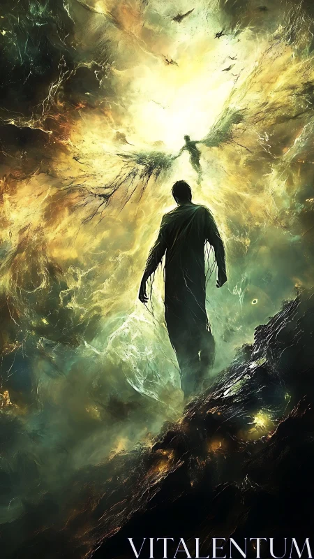 Starlit Wanderer Walking Into a Shattered Heavenstorm.