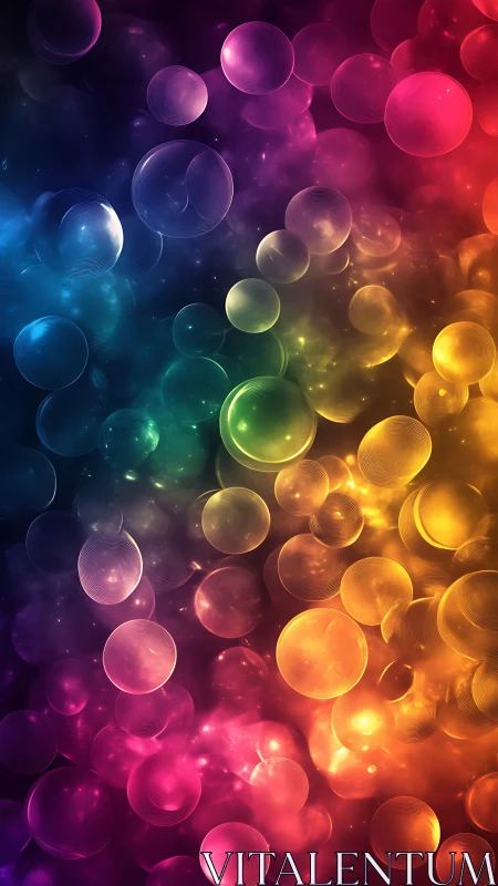 Rainbow Bubble Drift in Neon Nightfall Silence.