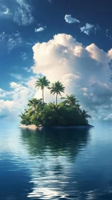 Tropical island surrounded by calm ocean water under clear sky