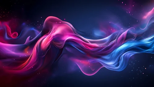 Vibrant neon energy ribbons swirling through cosmic void.