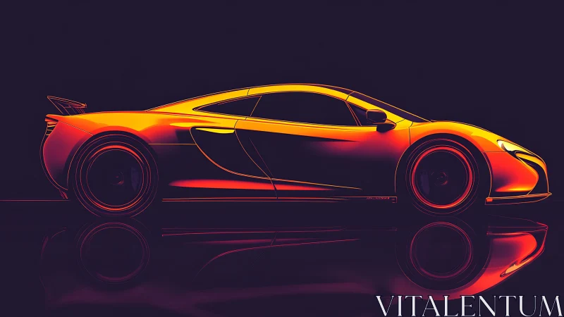 Sleek neon sports car glows boldly against a deep night backdrop