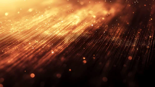 Glowing golden light streaks with sparkles in abstract digital art.