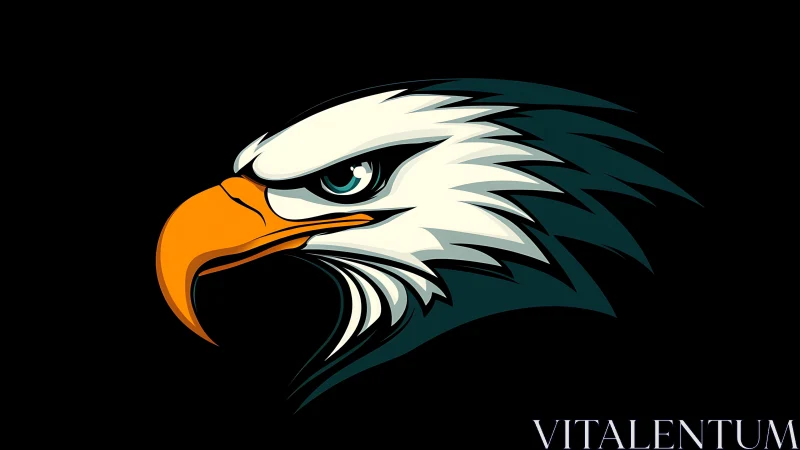 Bold eagle head illustration with sharp lines and modern style.