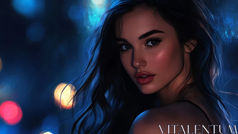 Nocturnal portrait study with cinematic blue rim lighting.