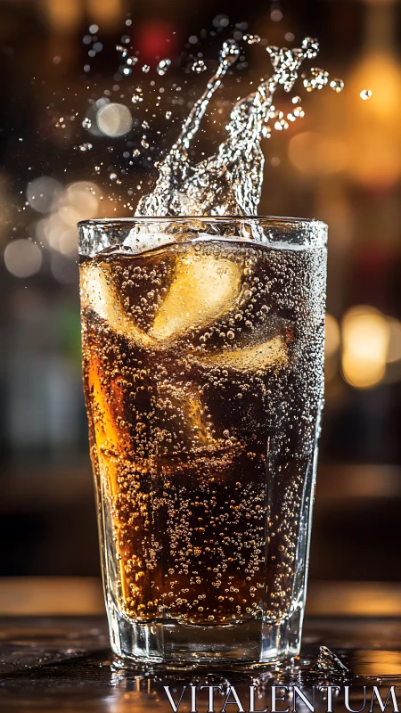 Carbonated Cola Beverage with Dynamic Splash Manifestation.