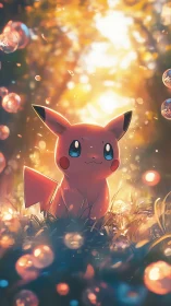 Golden forest glow with a playful electric friend.