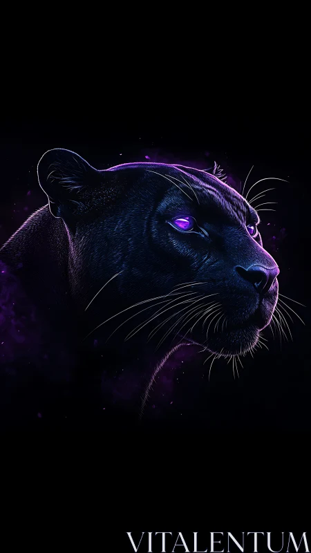 Neon Leopard's Glowing Gaze in Darkness