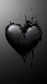 Heart-shaped water droplet collision captured in monochrome