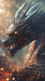 3D infernal dragon profile with cinematic ember-laced lighting.